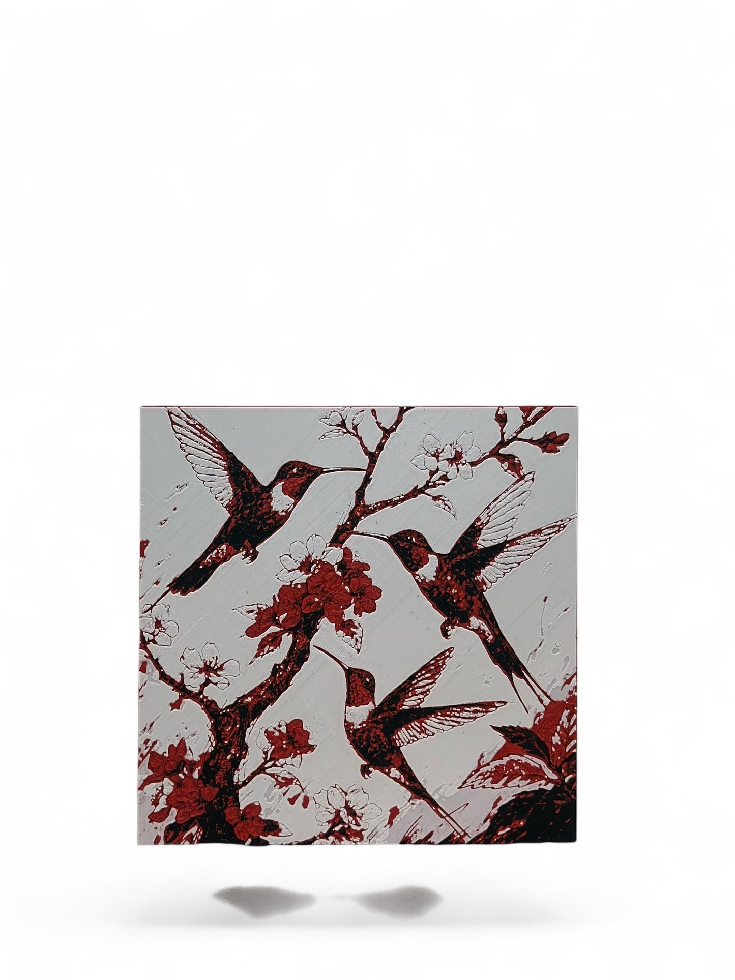 Hummingbirds 3D artwork in wood frame