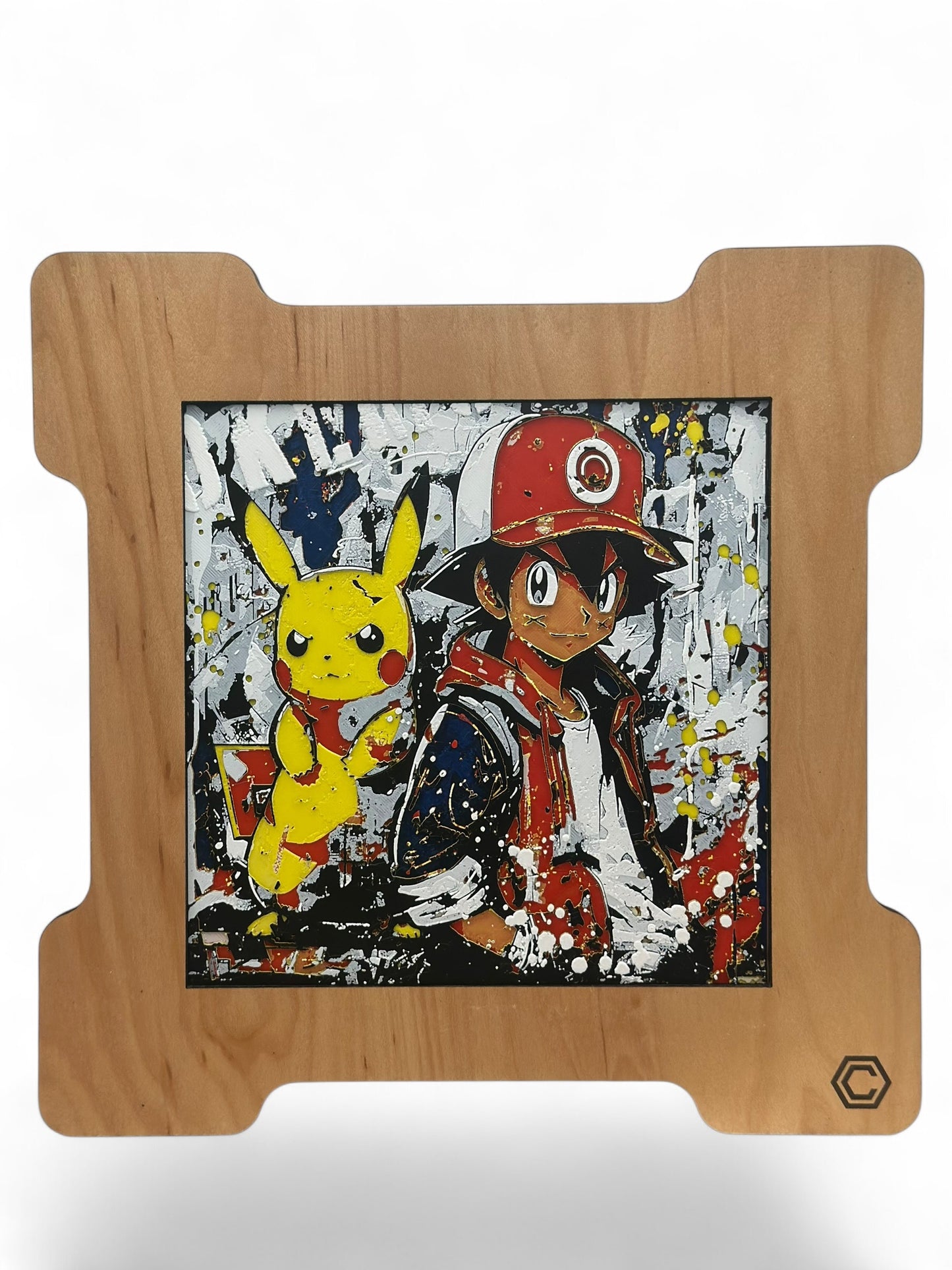 Anime Trio 3D artwork in wood frame