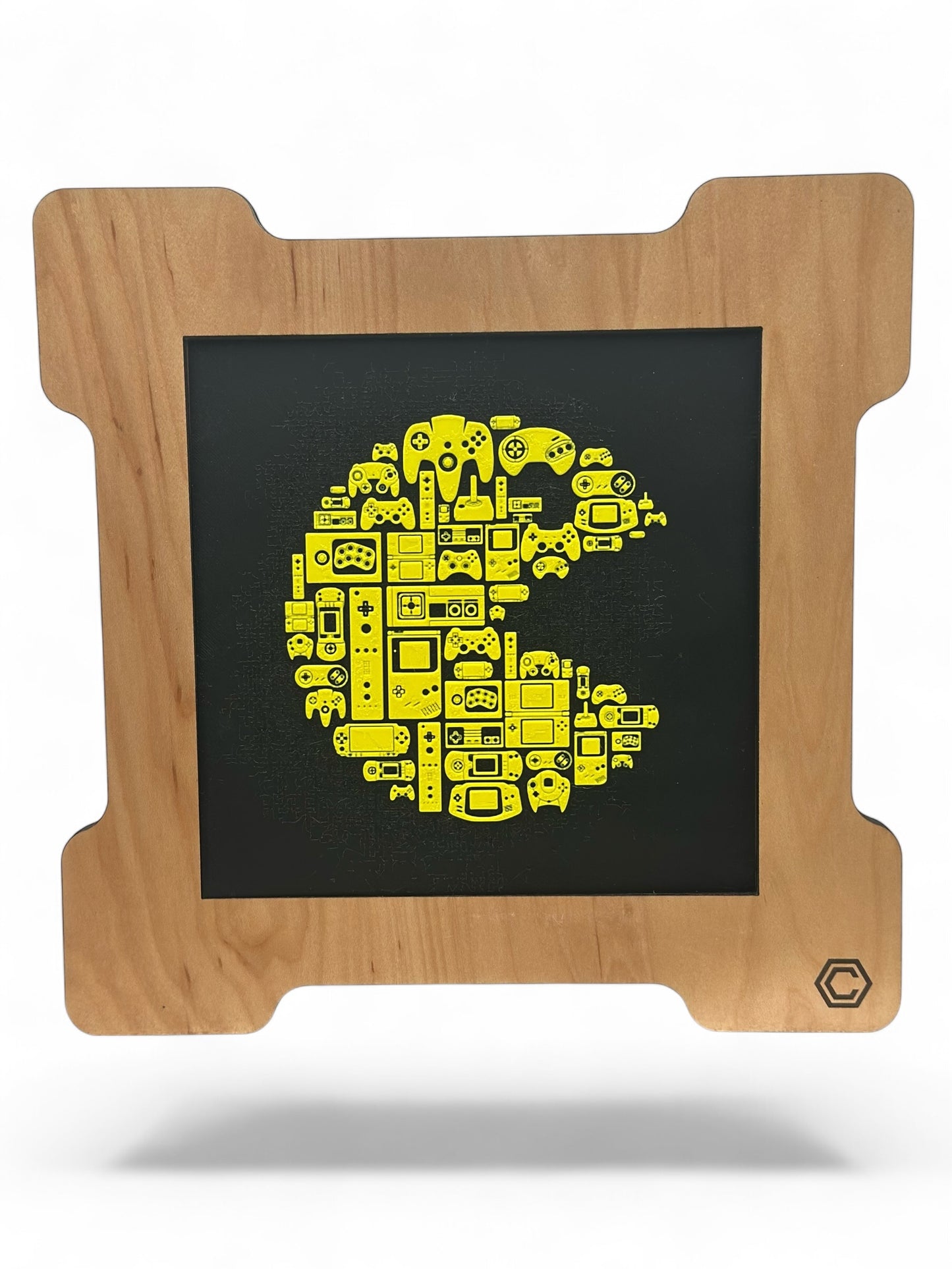 Pac Man 3D artwork in wood frame