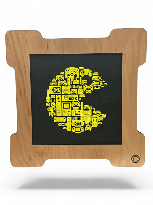Pac Man 3D artwork in wood frame