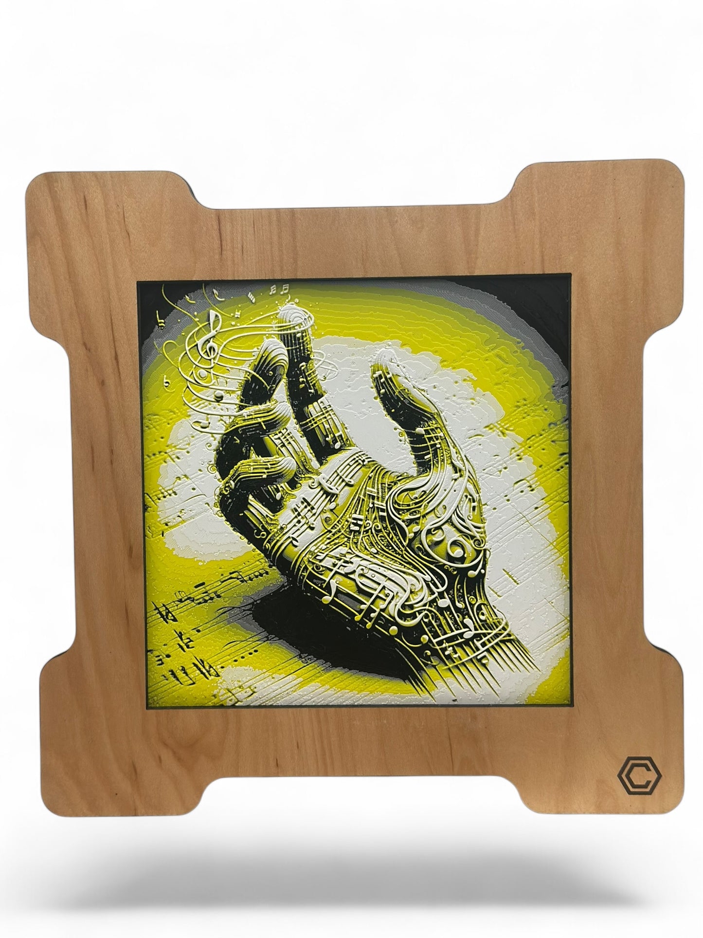 Music Hand 3D artwork in wood frame