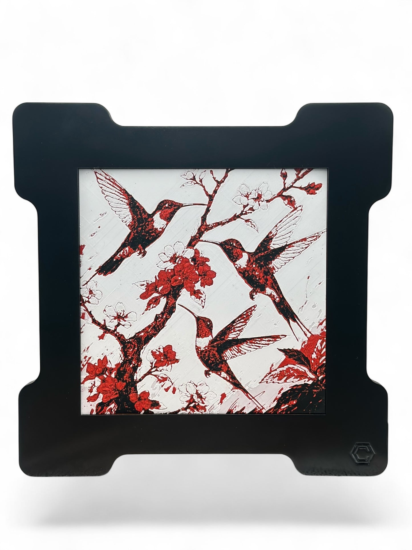 Hummingbirds 3D artwork in wood frame