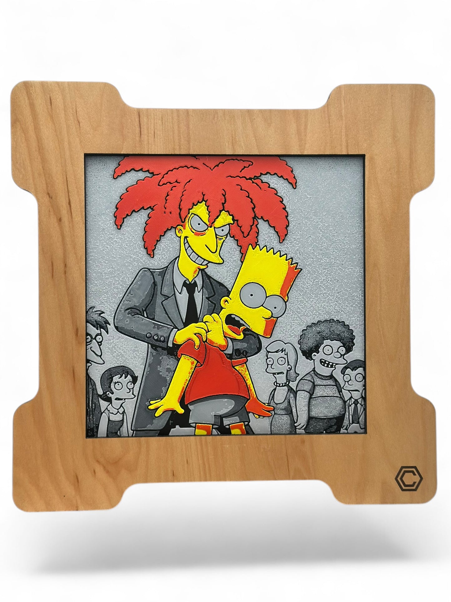 Side Show Bob 3D artwork in wood frame
