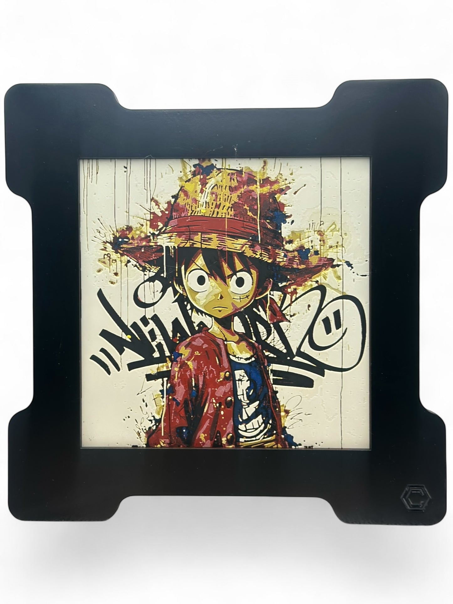 Kid Luffy 3D artwork in wood frame