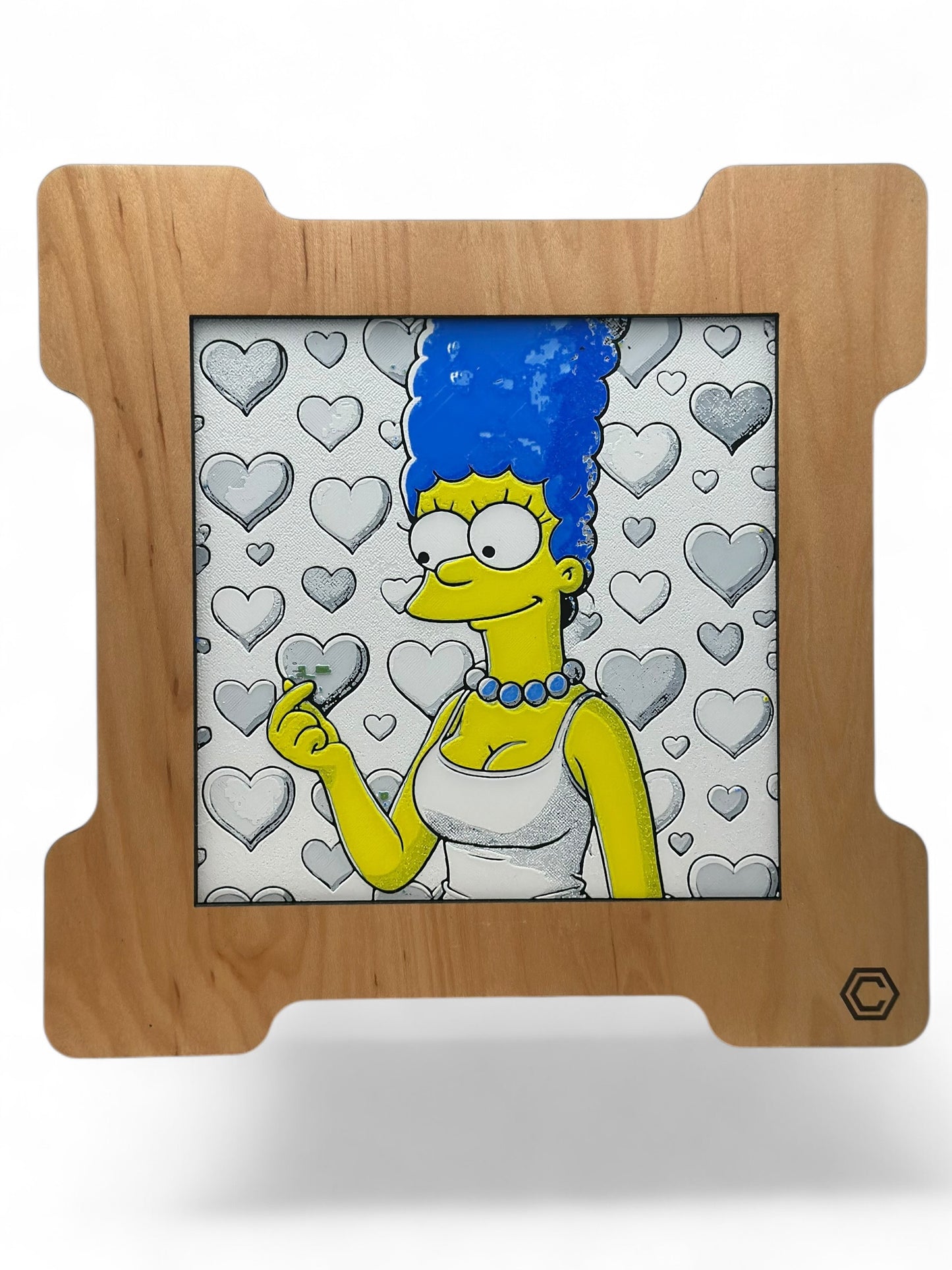 Marge 3D artwork in wood frame
