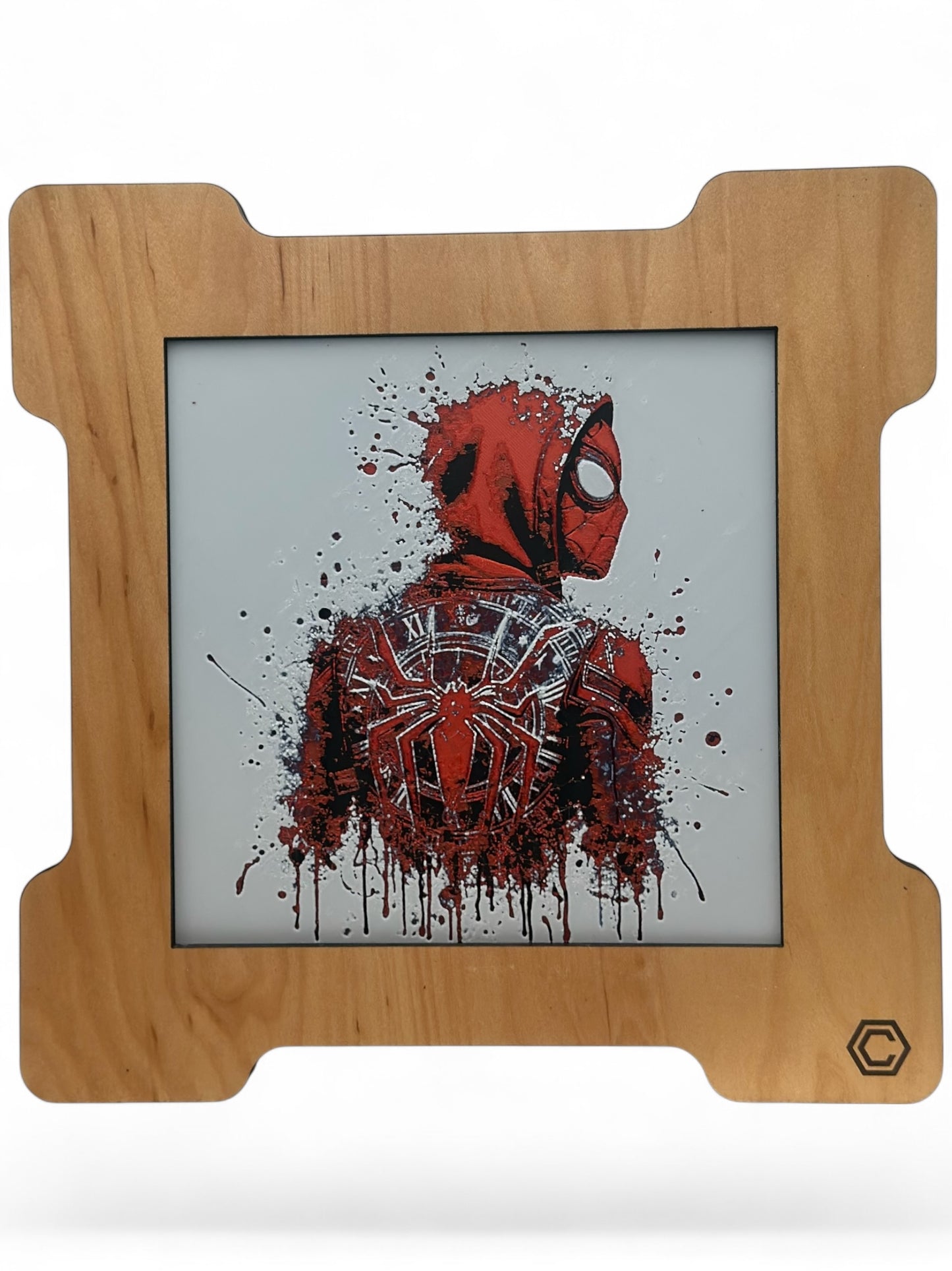 Spider Hoodie 3D artwork in wood frame