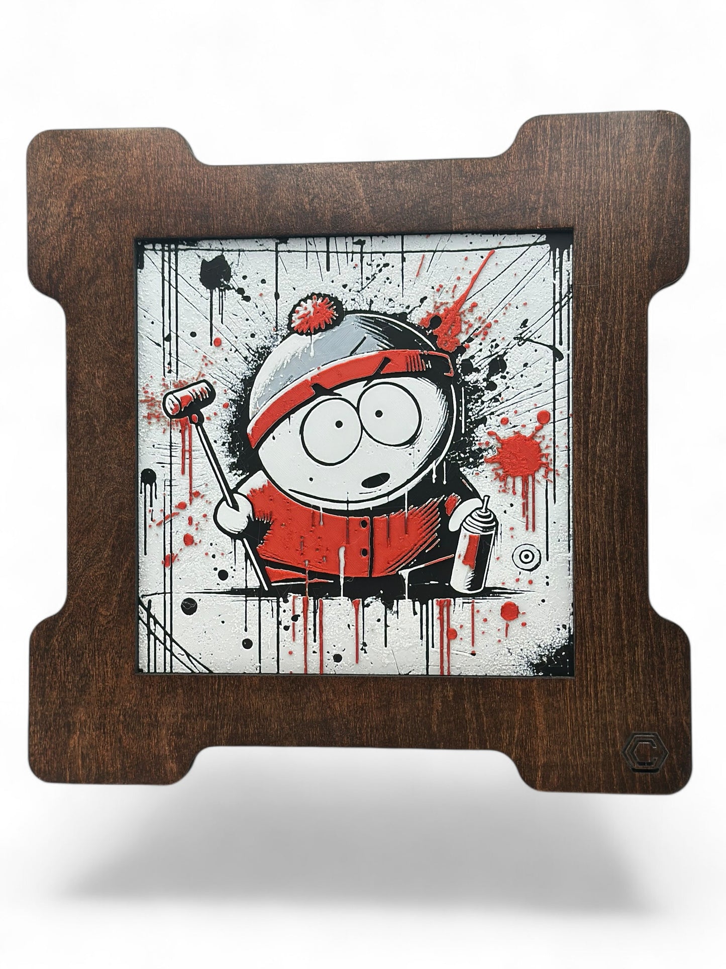 Cartman 3D artwork in wood frame