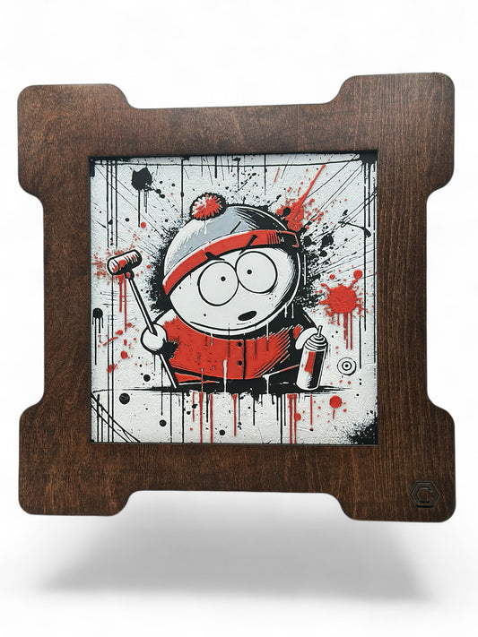 Cartman 3D artwork in wood frame