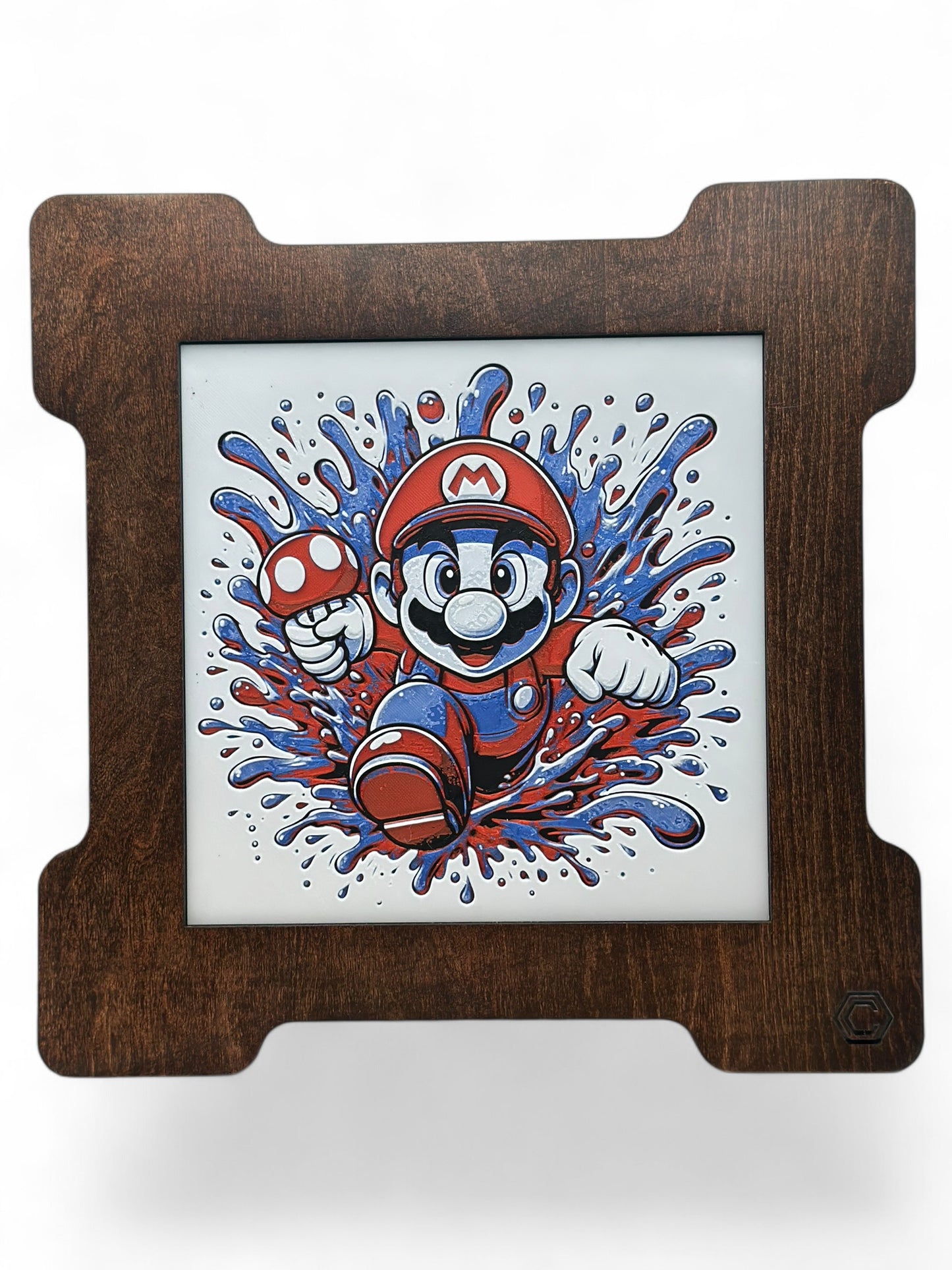 Mario Splash 3D artwork in wood frame