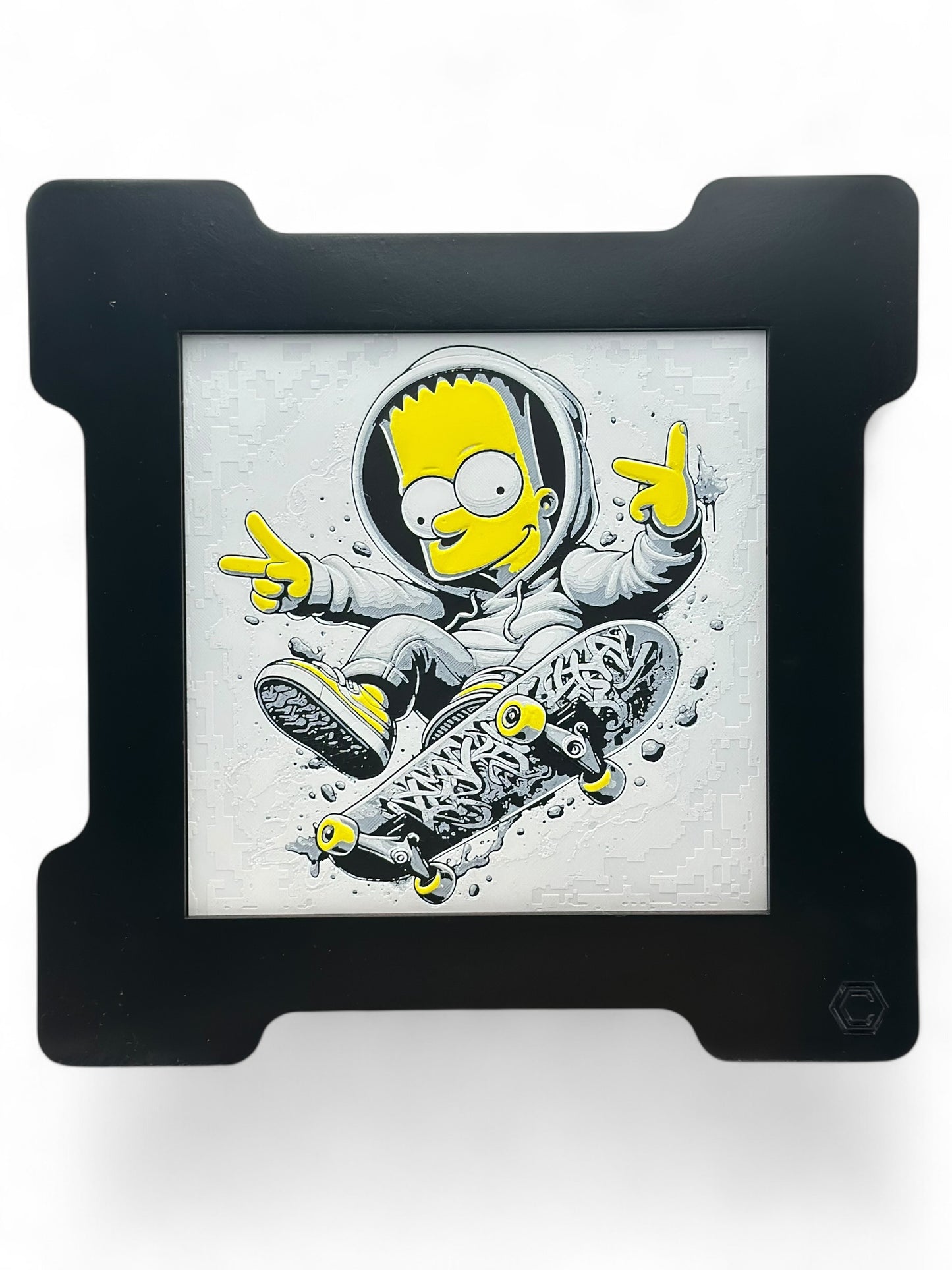 Skater Bart 3D artwork in wood frame