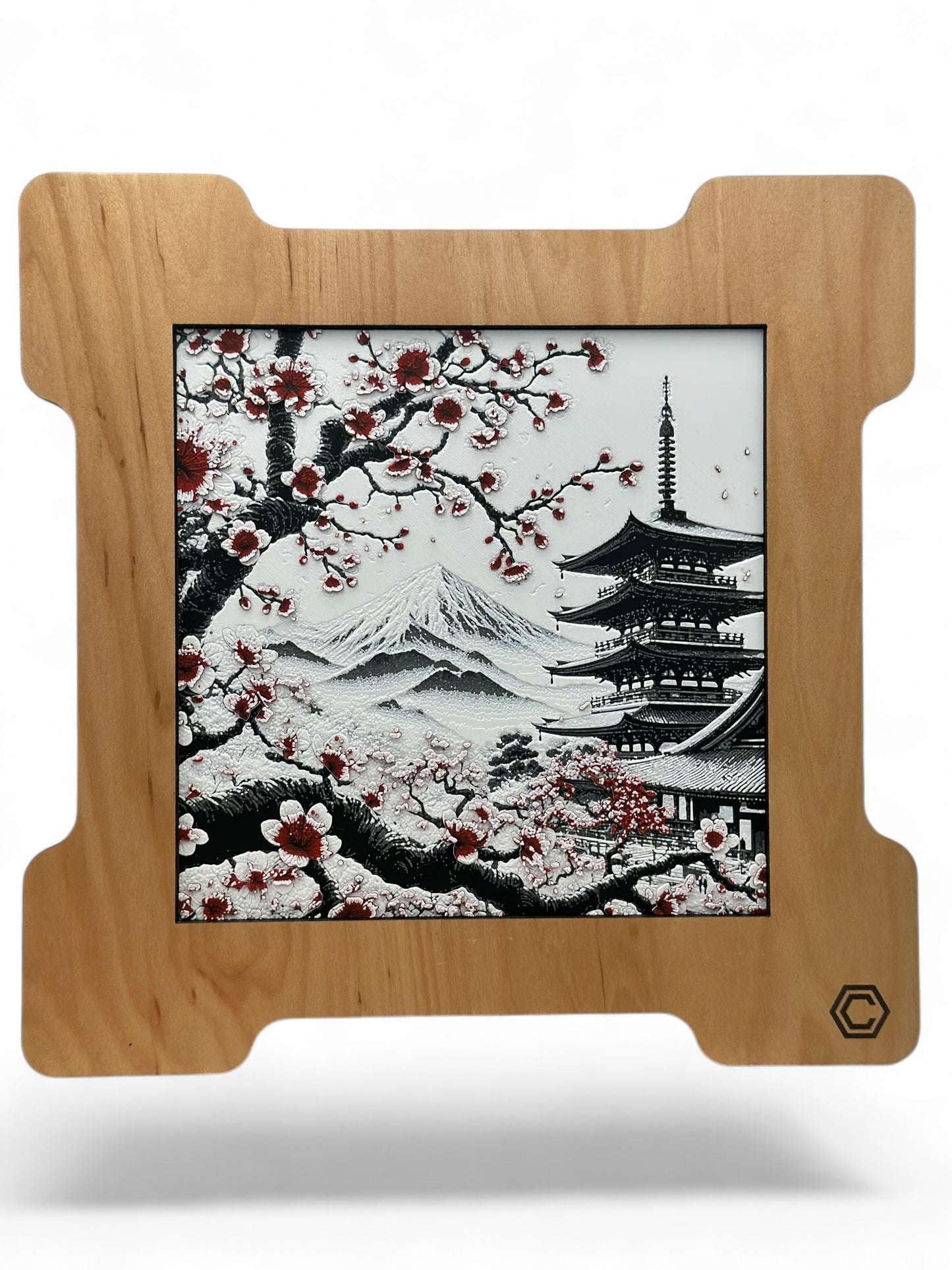 Japanese Cherry Blossom 3D artwork in wood frame