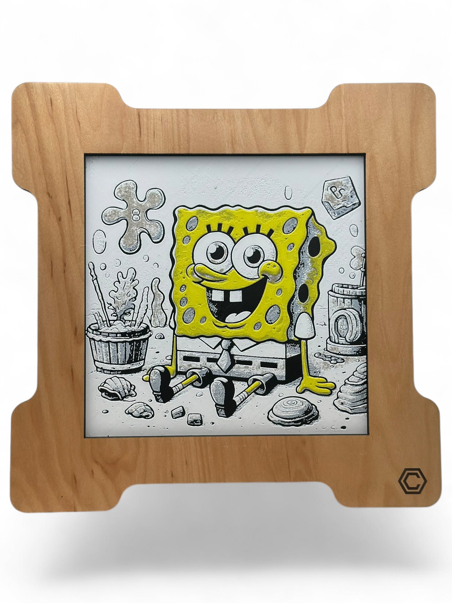Spongebob 3D artwork in wood frame