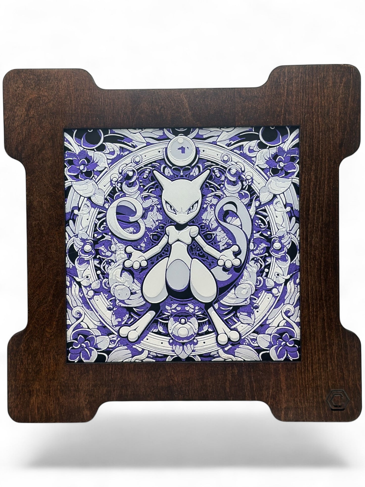 Mewtwo 3D artwork in wood frame