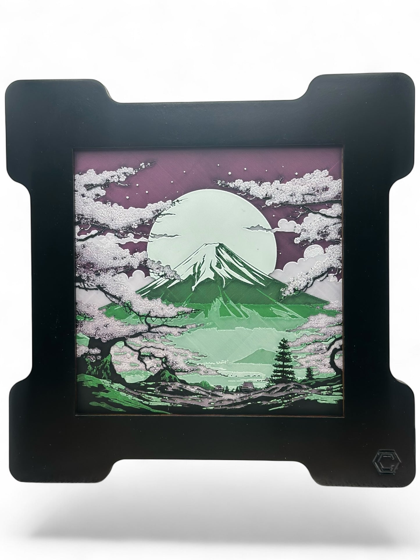 Mt Fuji 3D artwork in wood frame