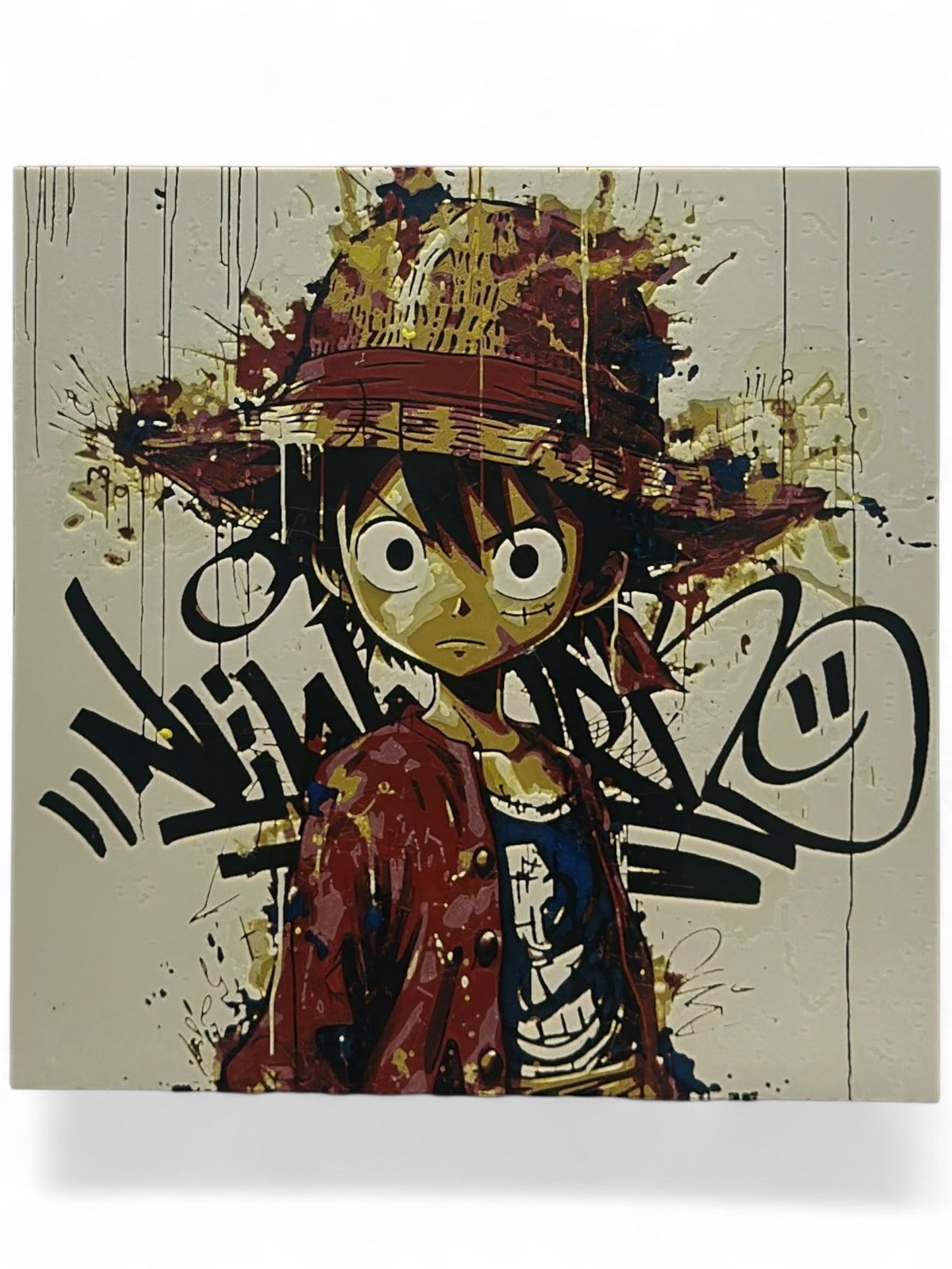 Kid Luffy 3D artwork in wood frame