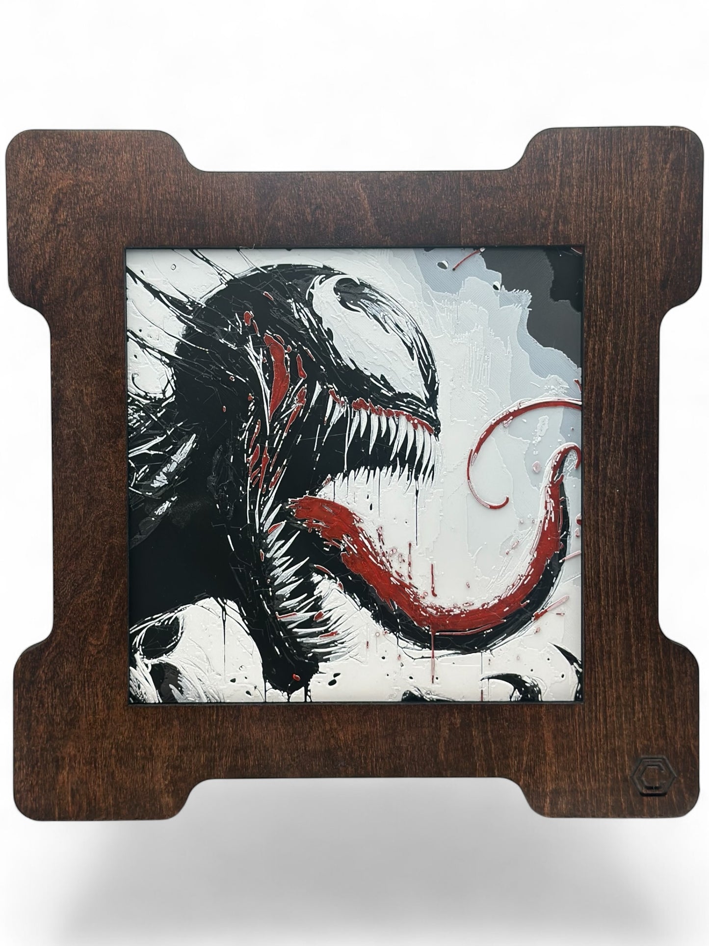 Venom 3D artwork in wood frame