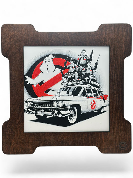 Ghostbusters 3D artwork in wood frame
