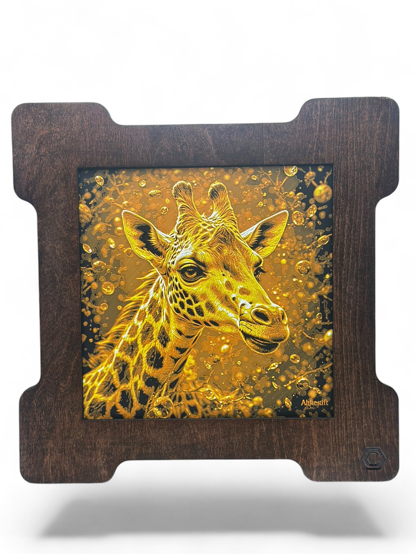 Giraffe 3D artwork in wood frame