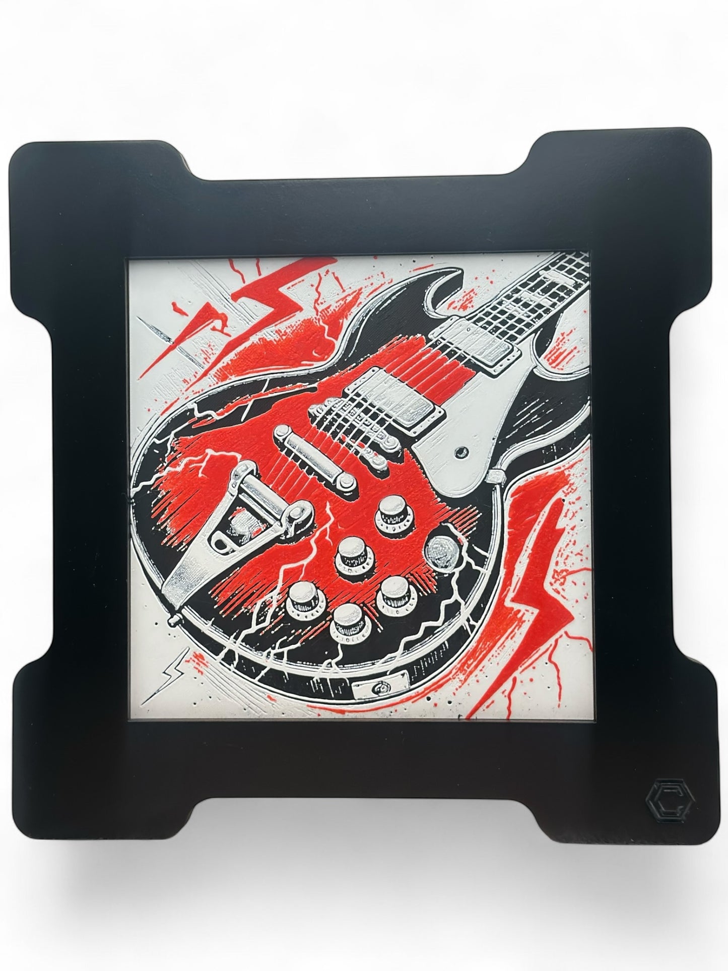 Guitar 3D artwork in wood frame