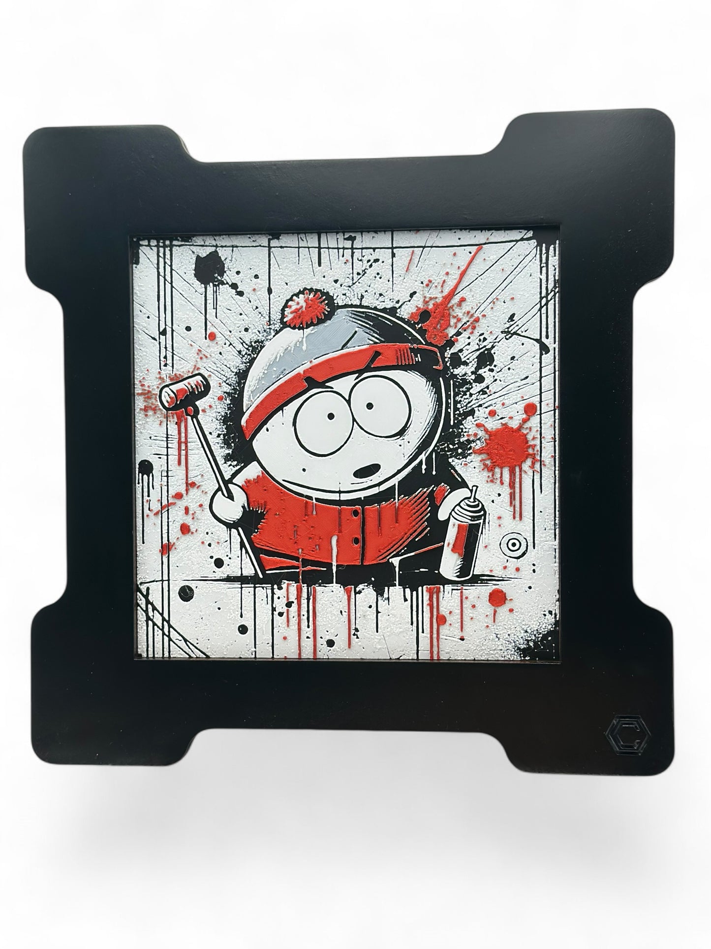 Cartman 3D artwork in wood frame