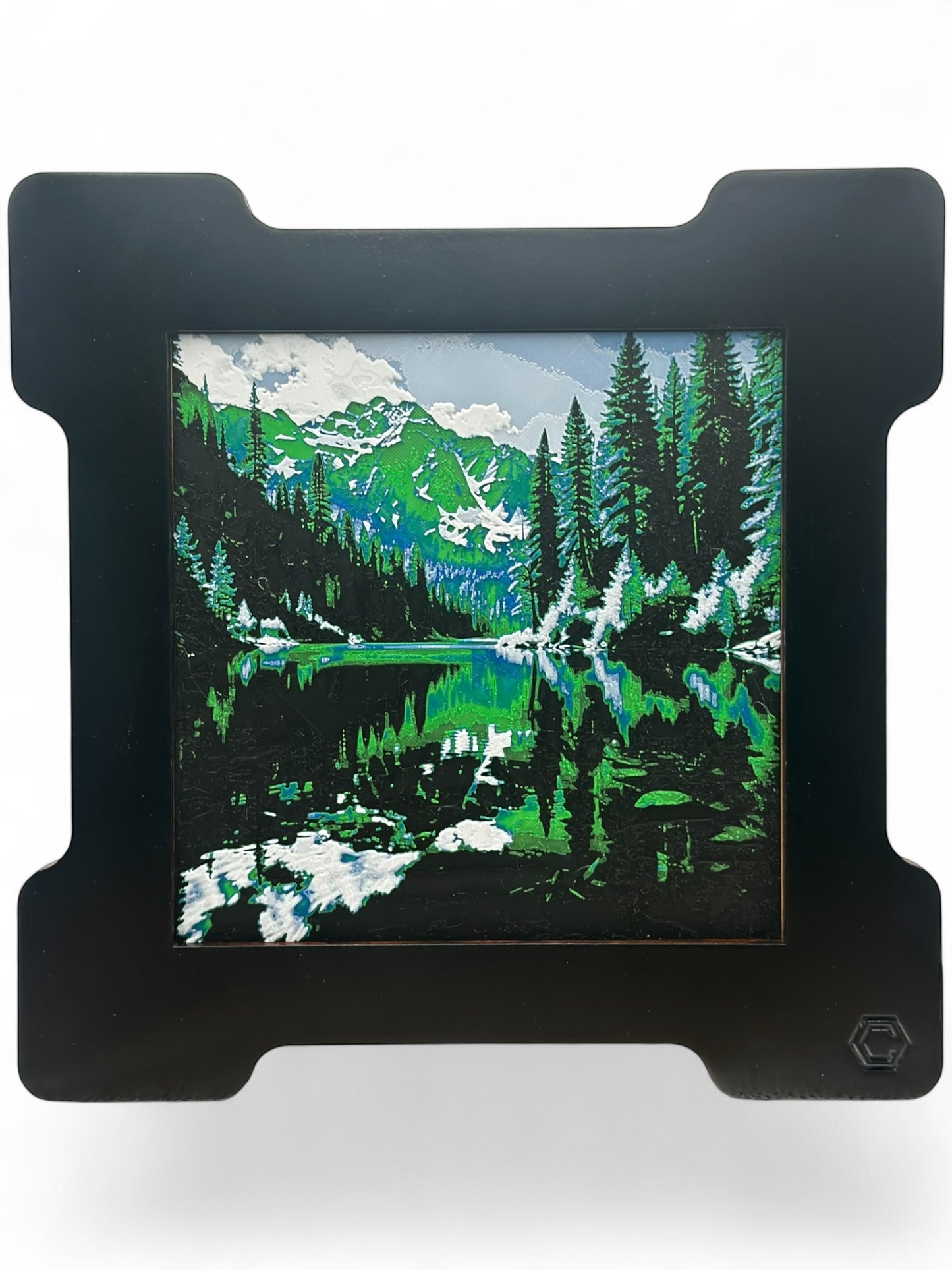 Lake Scenery 3D artwork in wood frame