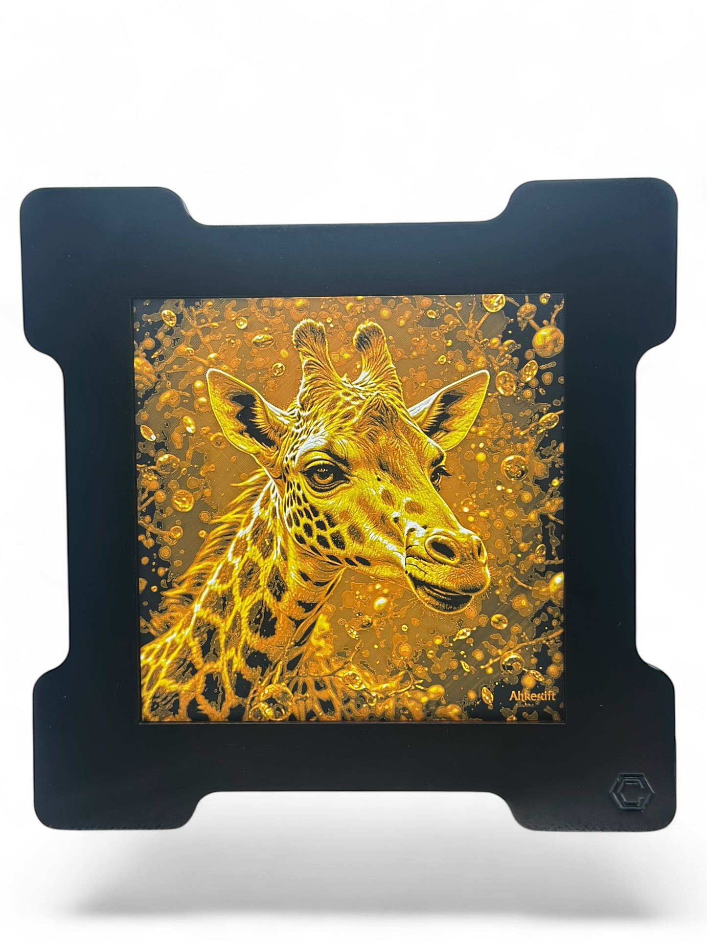 Giraffe 3D artwork in wood frame