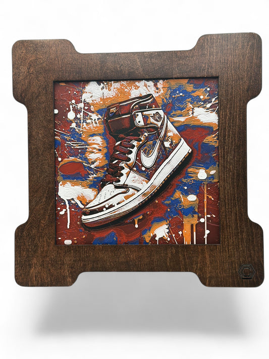 Shoes 2 3D artwork in wood frame
