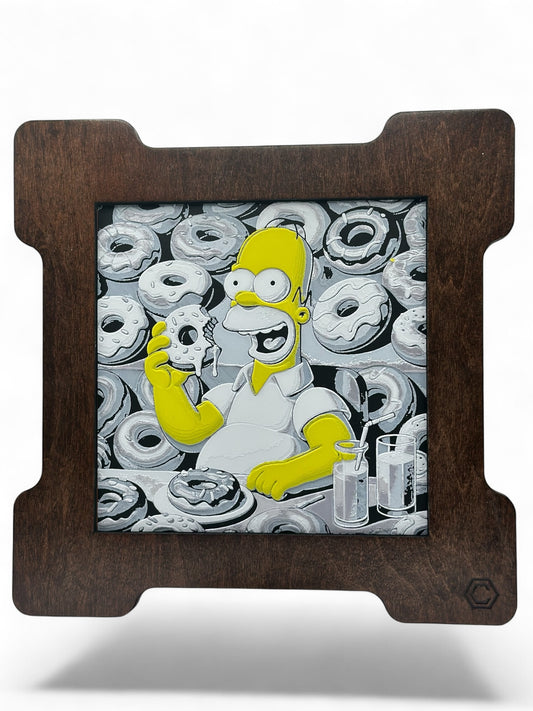 Homer Donuts 3D artwork in wood frame