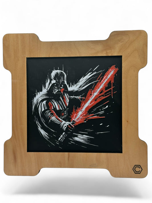 Darth Vader 3D artwork in wood frame