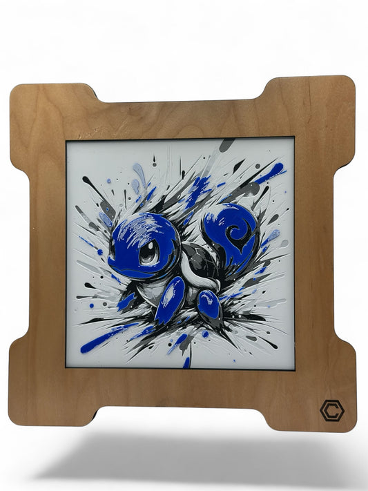 Squirtle 3D artwork in wood frame