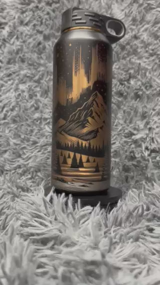 32 oz Stainless Water Bottle Rose Gold - Northern Lights