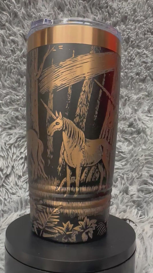 20 oz Tumbler - Rose Gold - Unicorns