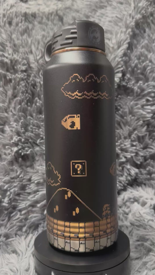 32 oz Stainless Water Bottle Rose Gold - Retro Mario